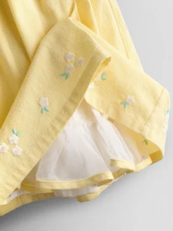 Jojo Maman Bébé Jaune clair - Robe de fête Bud Fleurie Brodé à col smocké Sale
