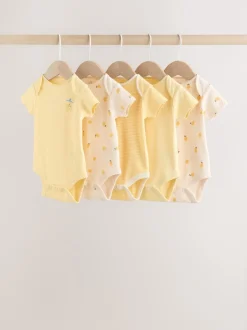 Next Jaune motif citrons - Lot de 5 bodies bébé à manches courtes Hot