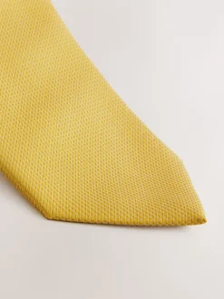 Next - Ajusté - Cravate texturée Jaune moutarde Outlet