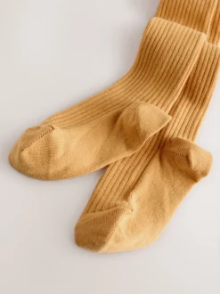 Next - Collant côtelé en coton majoritaire jaune ocre Hot