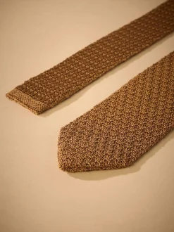 Next jaune ocre - Cravate Signature en soie texturée Discount