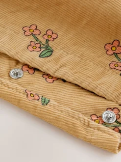 Next jaune ocre - Ensemble salopettes et T-shirt en velours côtelé fleuri (3mois-7ans) Outlet