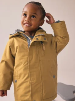 Next - Parka imperméable doublée de borg (3mois-7ans) jaune ocre Clearance