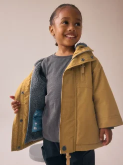 Next - Parka imperméable doublée de borg (3mois-7ans) jaune ocre Clearance