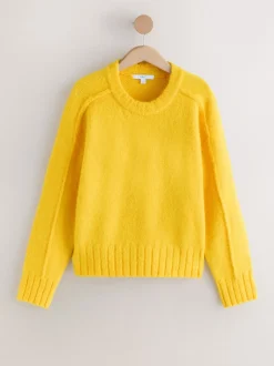 Next Jaune vif - Pull ras du cou avec laine Clearance