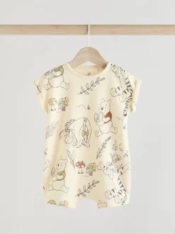 Next Jaune/Blanc - Lot de 2 barboteuses imprimées Winnie The Pooh pour bébé New