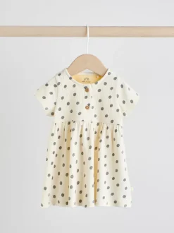 Next Jaune/Crème Pois/Rayure - Lot de 2 robes à manches courtes pour bébé (0mois à3ans) Sale