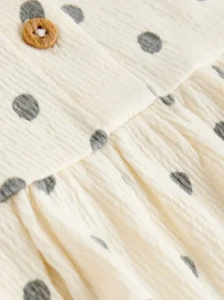 Next Jaune/Crème Pois/Rayure - Lot de 2 robes à manches courtes pour bébé (0mois à3ans) Sale