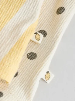 Next Jaune/Crème Pois/Rayure - Lot de 2 robes à manches courtes pour bébé (0mois à3ans) Sale