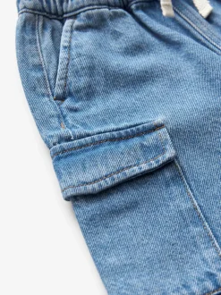 Next Jean bleu moyen - Ample Cargos à tirer 100% Cotton Jeans (3mths-7yrs) Clearance