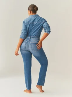 Next Jean bleu moyen - Jean ajusté extensible taille milieu Hourglass Discount