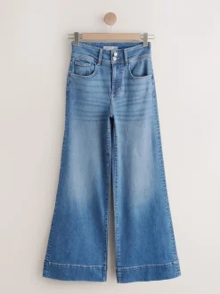 Next Jean bleu moyen - Jean extensible Ample taille haute Sale
