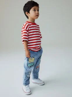 Next Jean bleu moyen - Jean Monster Graffiti (3mois-7ans) Outlet