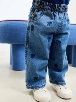 Next Jean bleu moyen - Jeans brodés à nœud (3mois-7ans) Clearance