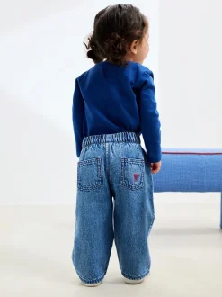 Next Jean bleu moyen - Jeans brodés à nœud (3mois-7ans) Clearance