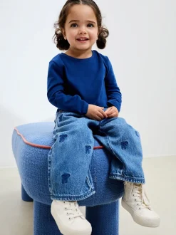 Next Jean bleu moyen - Jeans brodés à nœud (3mois-7ans) Clearance