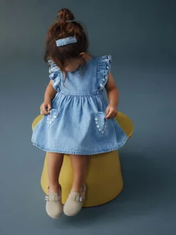 Next Jean bleu moyen - Robe à manches volantées (3mois8ans) Sale
