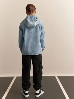 Next Jean délavé clair - Surchemise zippée 100% Coton à Sweats à capuche (3-16ans) Clearance