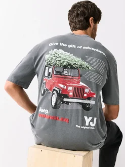 Next - T-shirt imprimé graphique de Noël Jeep grise Online