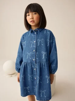 Next Jena bleu - Robe chemise à nœud en diamant (3-16ans) Hot