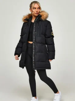 Zavetti Canada Jet Black - Womens Goshawa Puffer Parka Veste Best