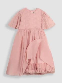 Jojo Maman Bébé Dentelle brodée Manches festonnées Fleur Imprimé Filles Robe Online