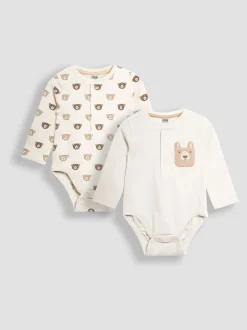 Jojo Maman Bébé Ours imprimé et Appliqué Pocket Bodies 2 Pack Discount
