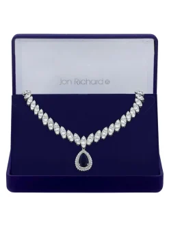 Jon Richard Collier plaqué rhodium avec zircone cubique dans un coffret cadeau New