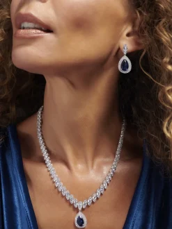 Jon Richard Collier plaqué rhodium avec zircone cubique dans un coffret cadeau New