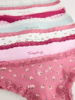 Next Jours de la semaine - Culotte en coton et dentelle 7 Pack String Outlet