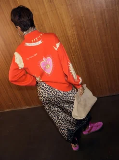 Never Fully Dressed Jupe mi-longue en dentelle imprimé léopard Maeva