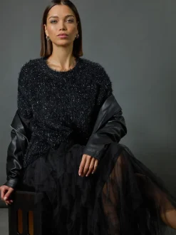 Roman Jupe élastique avec superposition en tulle Hot