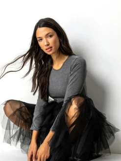 Roman Jupe élastique avec superposition en tulle Hot