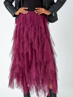 Roman Jupe élastique avec superposition en tulle Hot