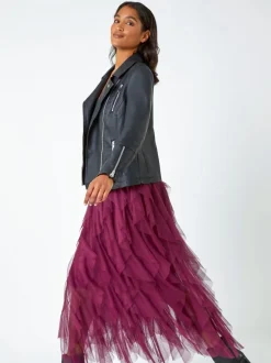 Roman Jupe élastique avec superposition en tulle Hot