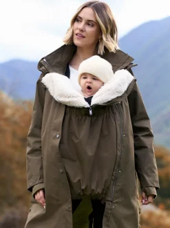 Seraphine kaki - Parka de maternité et de bébé 3 en 1 avec doublure en imitation peau de mouton Online