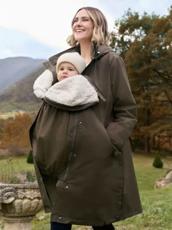 Seraphine kaki - Parka de maternité et de bébé 3 en 1 avec doublure en imitation peau de mouton Online