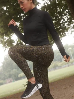 Next Kaki imprimé animal - Legging d’extérieur doublé en polaire à poignée chaude Outlet