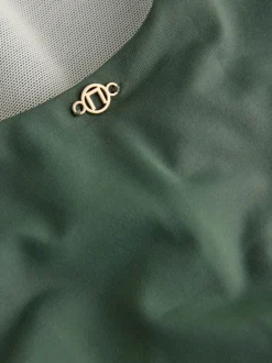 Next Kaki/crème - Maillot de bain dos nu à col montant pour le contrôle du ventre Hot