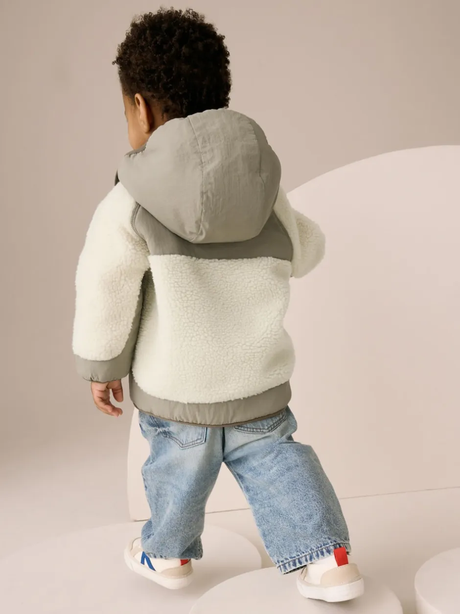Next Kaki/crème - Veste Color-block en peau de mouton (3mois à7ans) Online