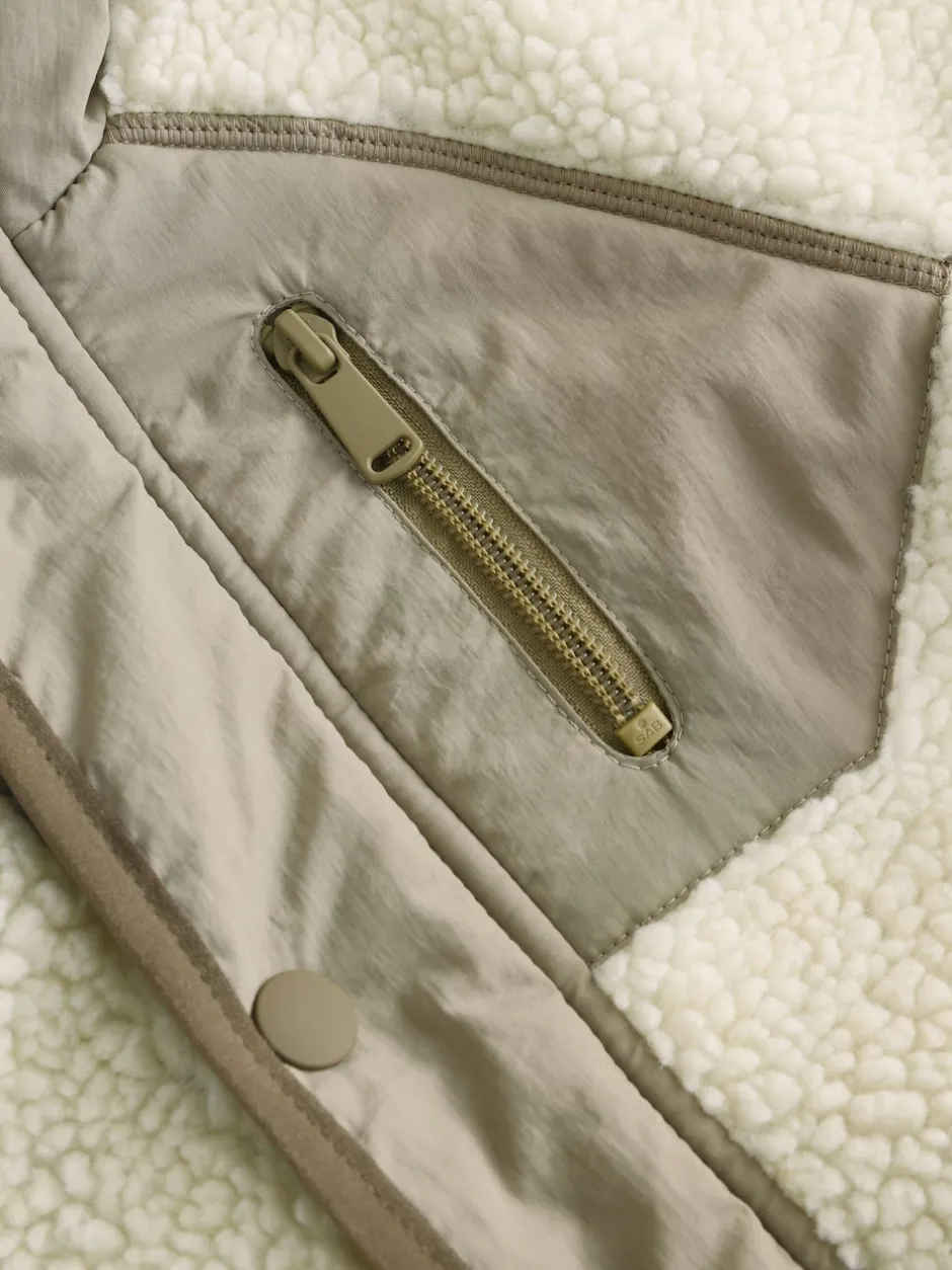 Next Kaki/crème - Veste Color-block en peau de mouton (3mois à7ans) Online