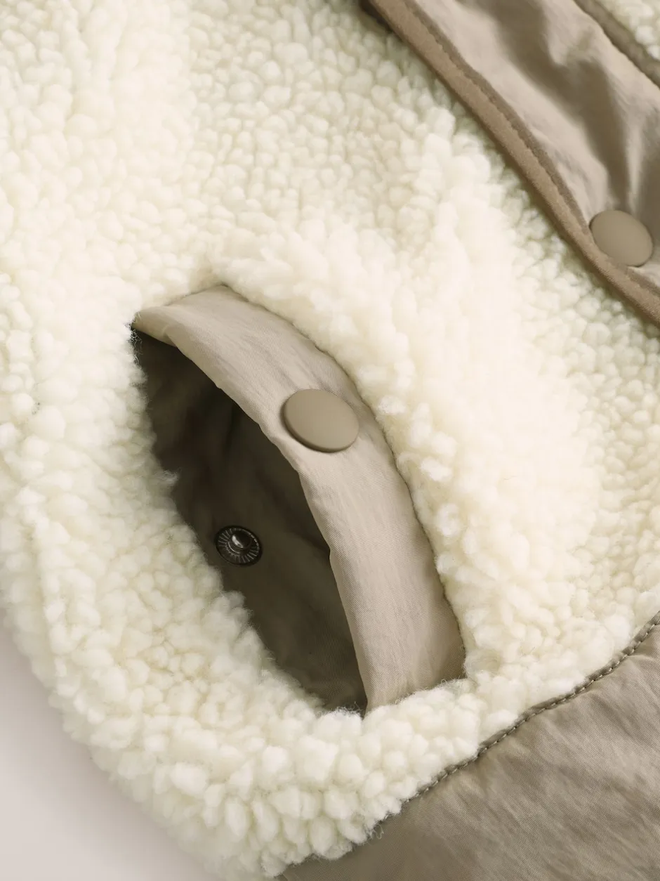 Next Kaki/crème - Veste Color-block en peau de mouton (3mois à7ans) Online