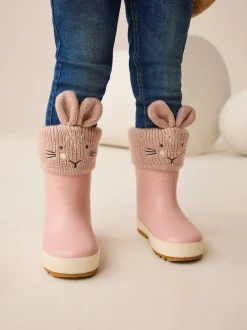 Next Lapin rose - Bottes de pluie à revers doublés Clearance