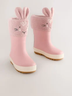 Next Lapin rose - Bottes de pluie à revers doublés Clearance