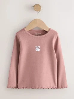 Next Lapin rose - Haut côtelé brodé à manches longues (3mois-7ans) New