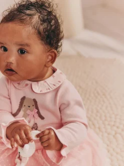 Next Lapin rose - Robe Twofer en maille bébé (0mois-2ans) Hot