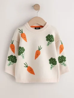 Next - Pull col rond en maille (3mois-7ans) Légumes neutres Outlet
