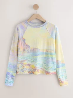 Next Licence graphique Monet - T-shirt à manches longues effet délavé à coutures brut Outlet