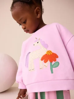 Next - Ensemble Sweat-shirt et jogging Coupe ballon (3mois -7ans) Licorne à rayures roses Discount