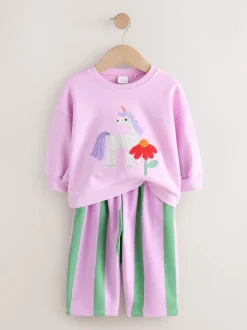 Next - Ensemble Sweat-shirt et jogging Coupe ballon (3mois -7ans) Licorne à rayures roses Discount